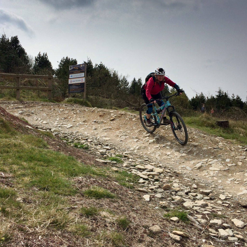 Anne loving it on the trail at Llandegla